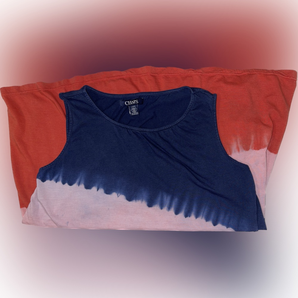 CHAPS A-Symmetrical Flowy Tank Top LOVE AMERICA USA Colors Size Large - Picture 4 of 6